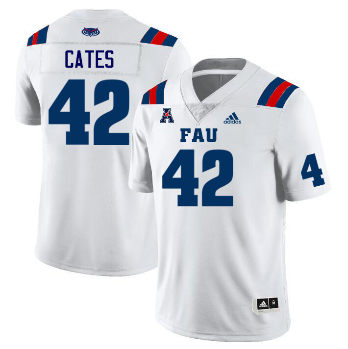 Florida Atlantic Owls #42 Michael Cates College Football Jerseys Stitched Sale-White
